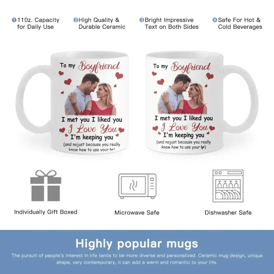 Personalized Photo Mug For Couple - I Met You, I Liked You, I Love You - Joliny
