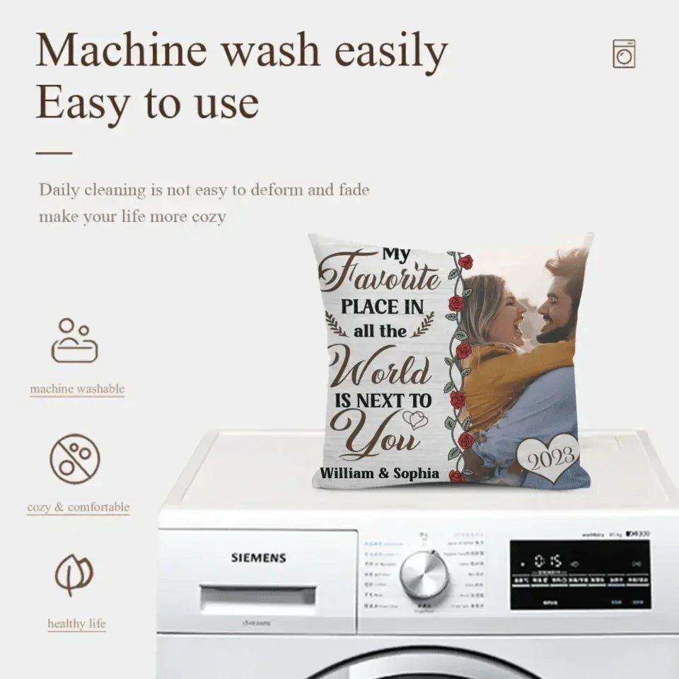 Personalized Photo Pillow - My Favorite Place Is Next To You - Joliny