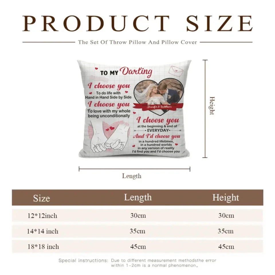 Personalized Pillow Custom Photo - I Choose You Of The Beginning - Gift For Couples - Joliny