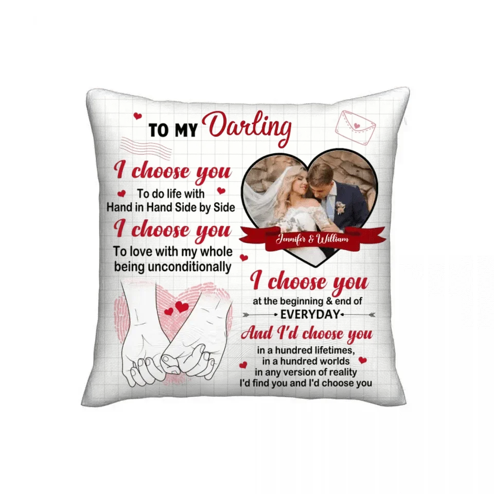 Personalized Pillow Custom Photo - I Choose You Of The Beginning - Gift For Couples - Joliny