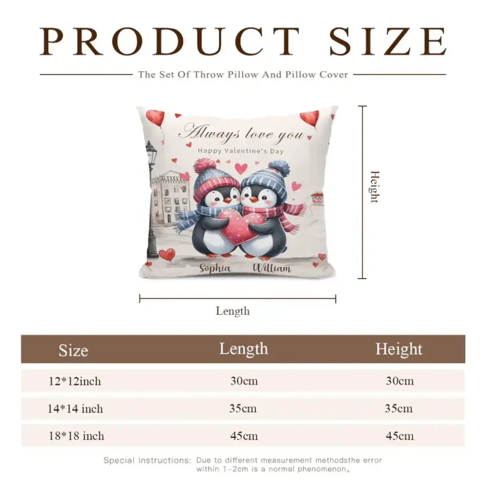 Personalized Pillow - Gift For Penguin Couple - Joliny