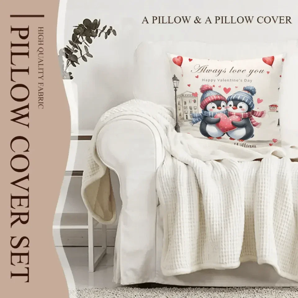 Personalized Pillow - Gift For Penguin Couple - Joliny