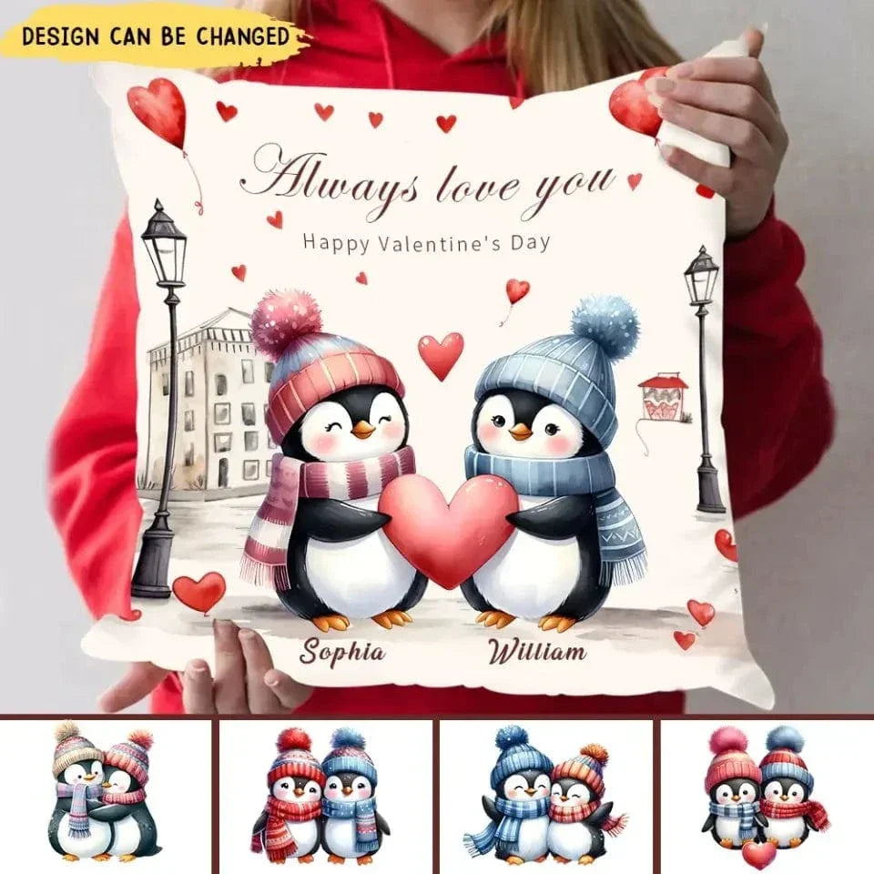 Personalized Pillow - Gift For Penguin Couple - Joliny