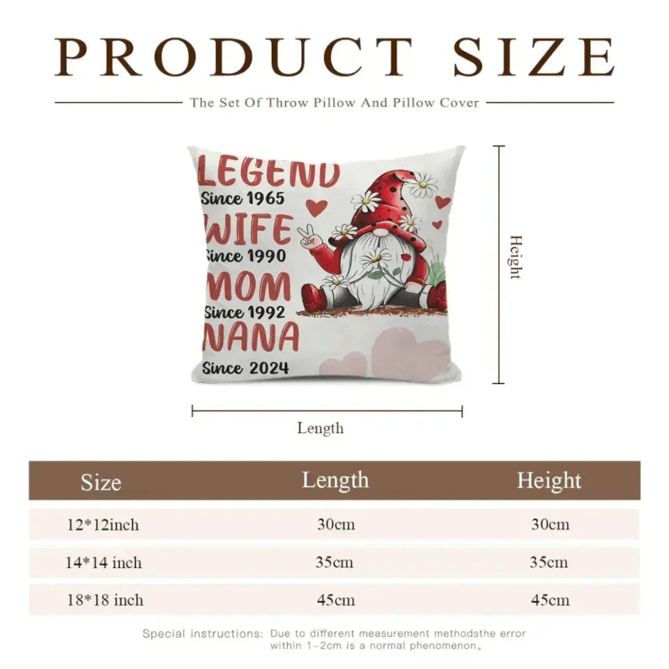 Personalized Pillow - Legend Since, Wife Since, Mom Since, Nana Since - Joliny