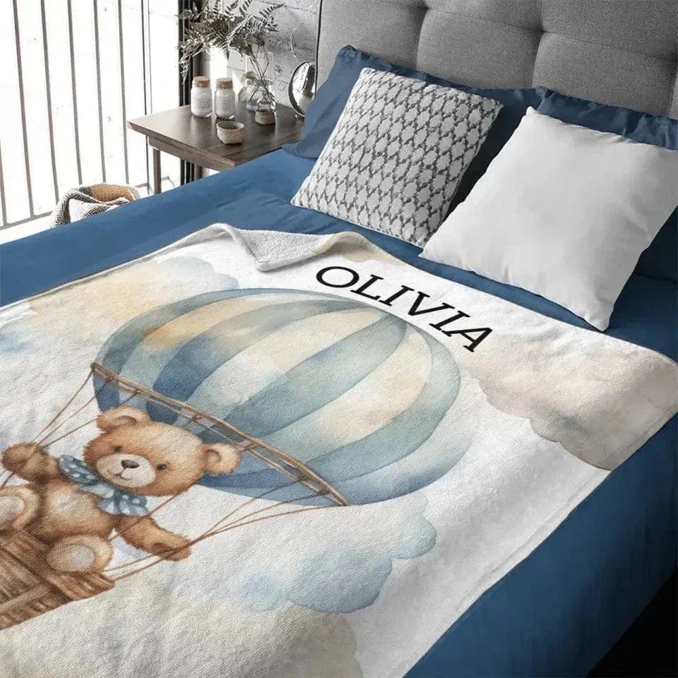 Personalized Pilot Teddy Bear Name Custom Blanket, Baby Shower Favors, New Baby Gifts - Joliny
