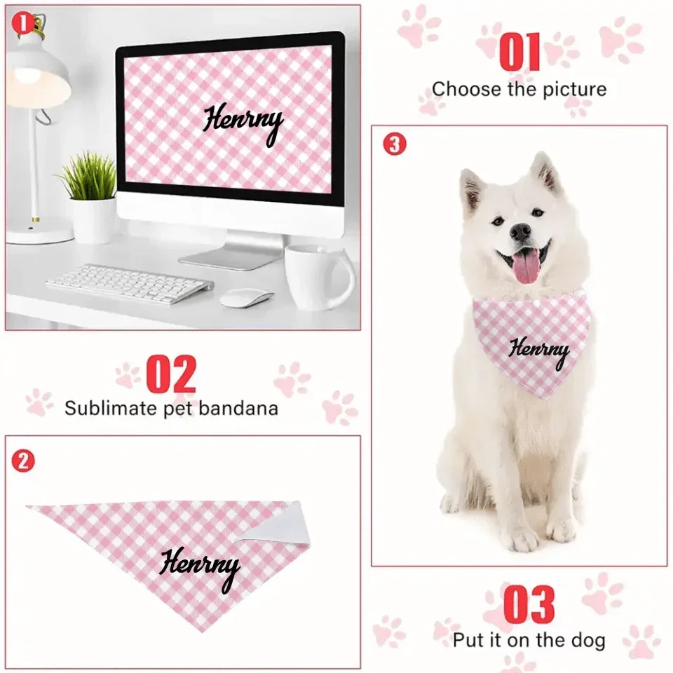 Personalized Plaid Pet Scarf With Custom Name - Joliny
