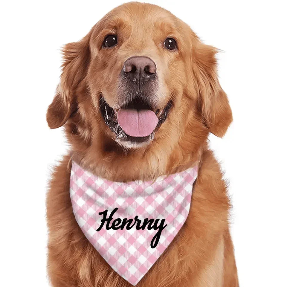 Personalized Plaid Pet Scarf With Custom Name - Joliny