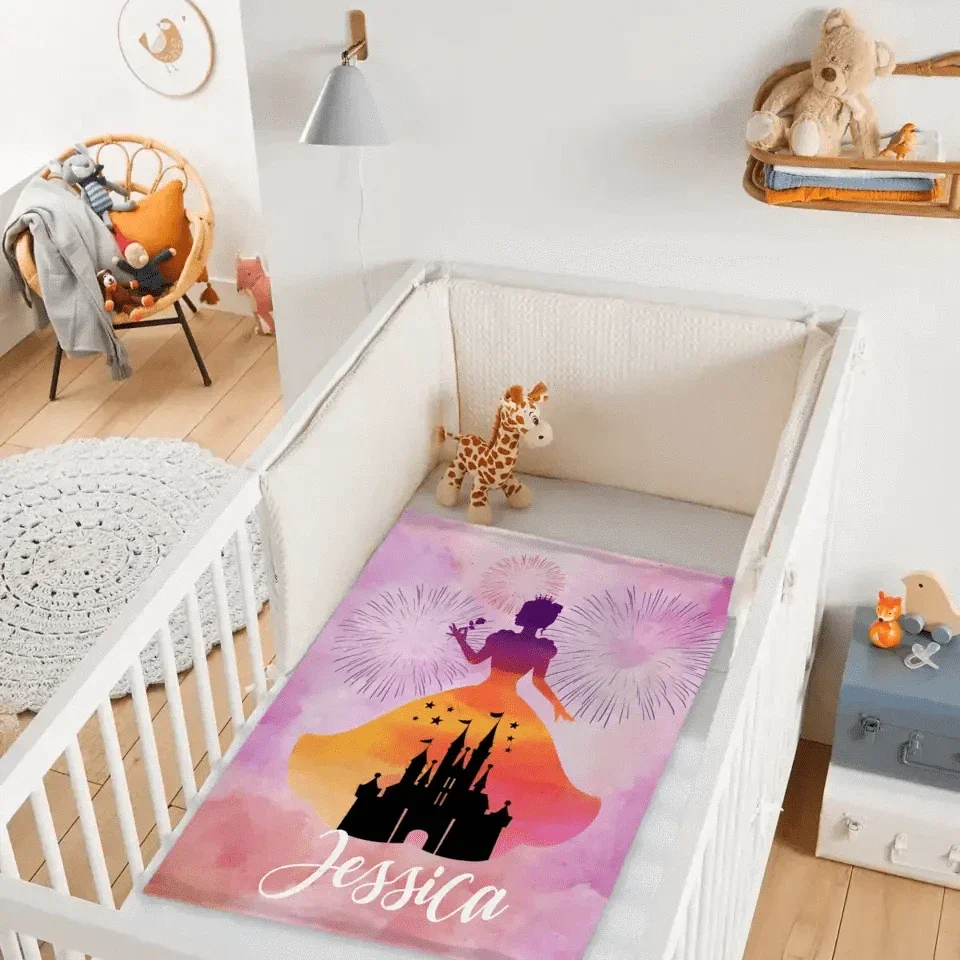 Personalized Princess Blanket for Girls - Pink Room Decor - Joliny