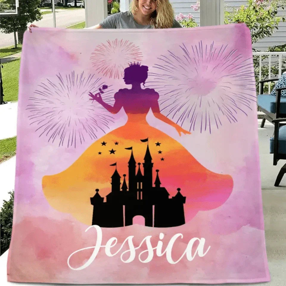 Personalized Princess Blanket for Girls - Pink Room Decor - Joliny