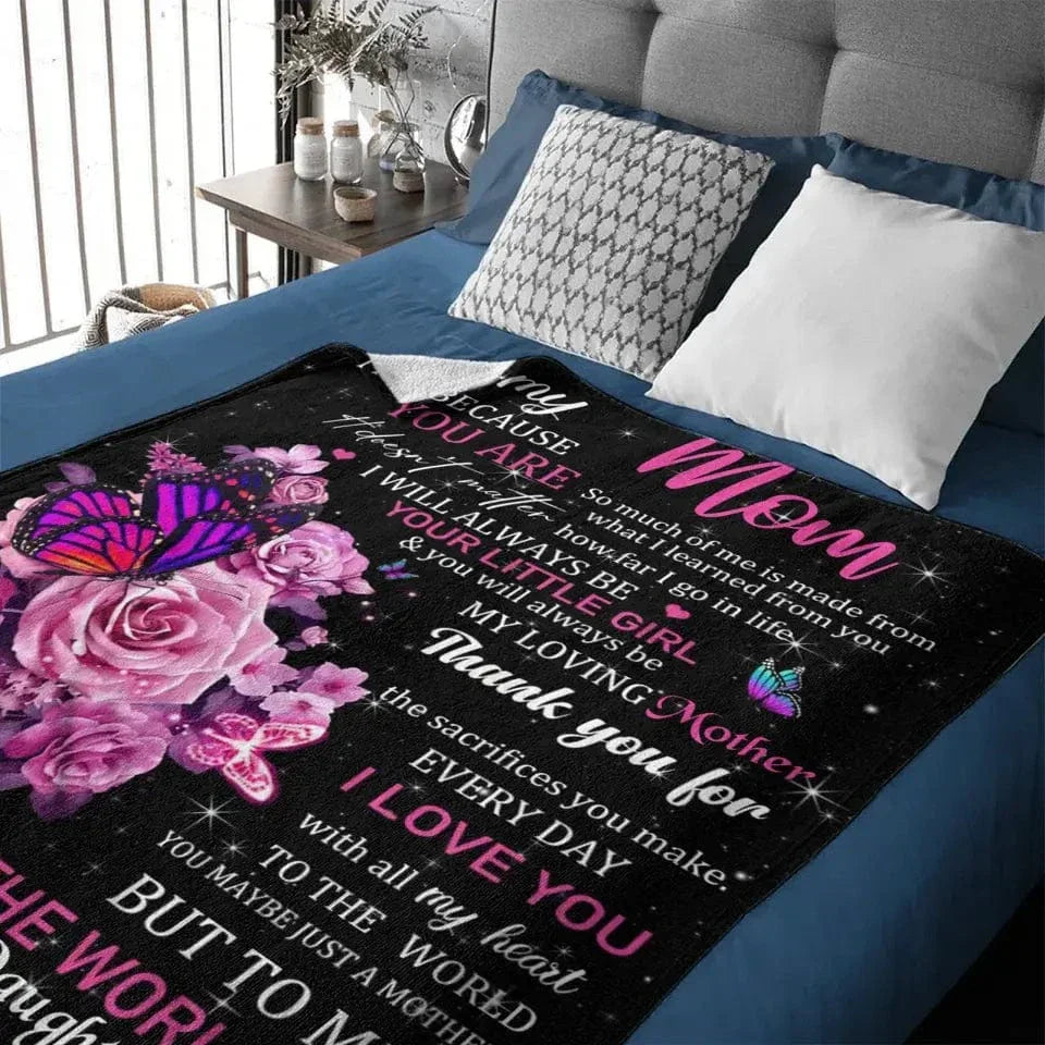Personalized Purple Butterfly Rose Blanket - You Will Always Be My Loving Mother - Joliny
