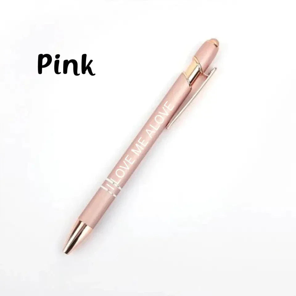 Personalized Push-Type Metal Ballpoint Pen - Writing Soft Touch Stylus - Joliny