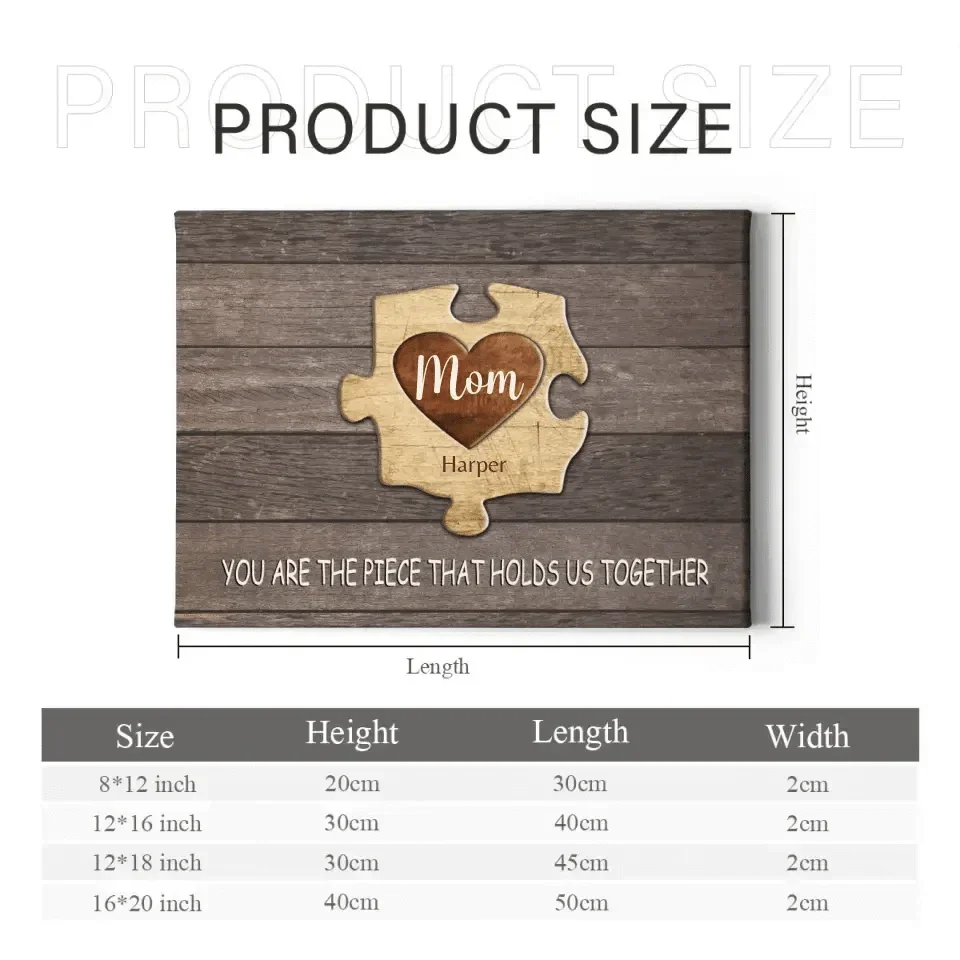 Personalized Puzzle Canvas Wall Art - Mom You Are The Piece That Holds Us Together, Gift For Mother Grandma - Joliny