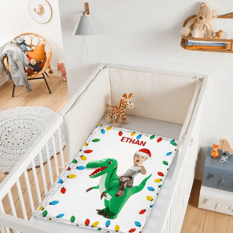 Personalized Riding Dinosaur Blanket, Customized Photo, - Fun Family Gifts - Joliny