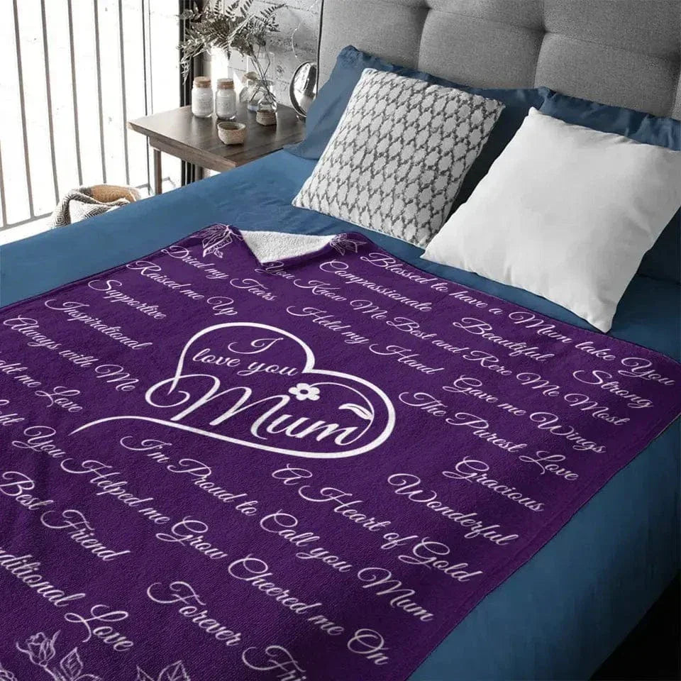 Personalized Rose Flower Heart Blanket - I Love Mum - Joliny