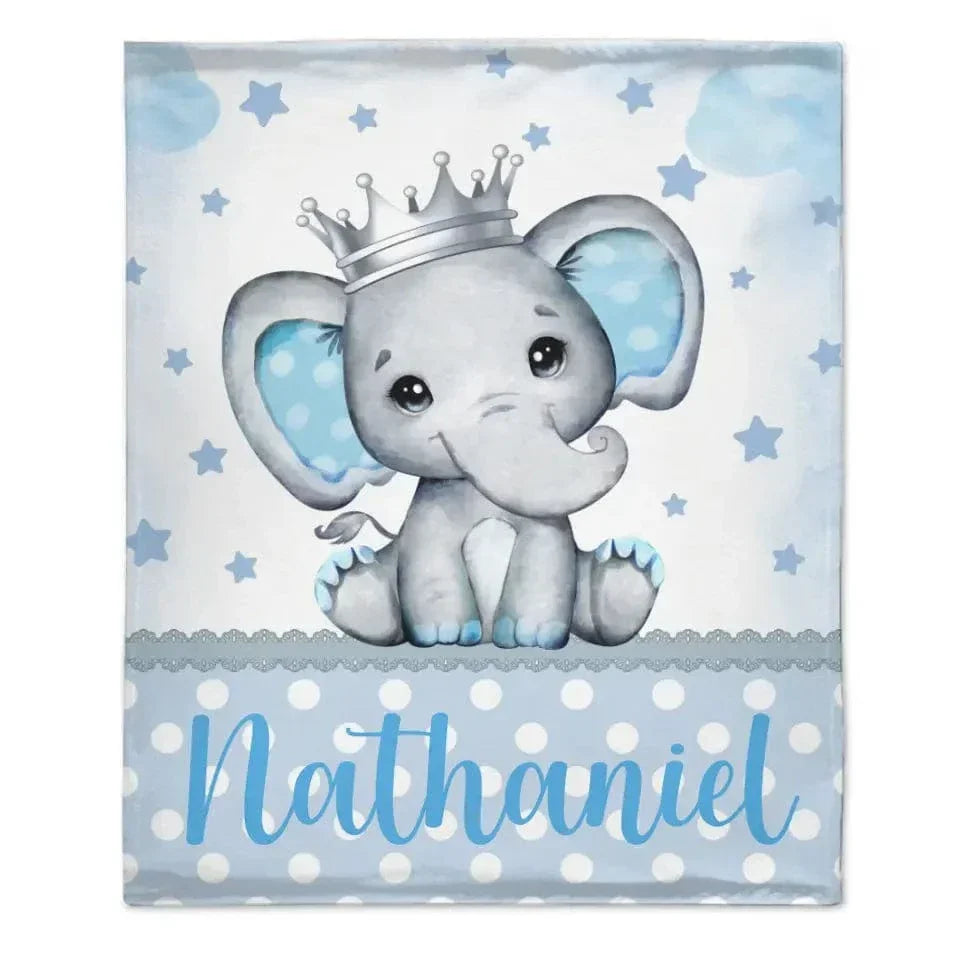 Personalized Sitting Elephant Animal Name Blanket, Gift For Kids - Joliny