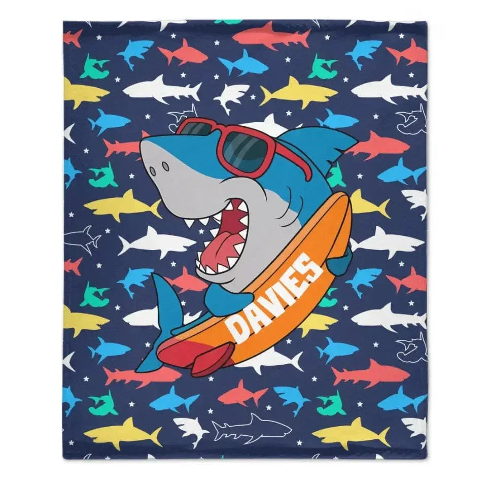 Personalized Skateboard Sunglasses Shark Name Blanket - Joliny