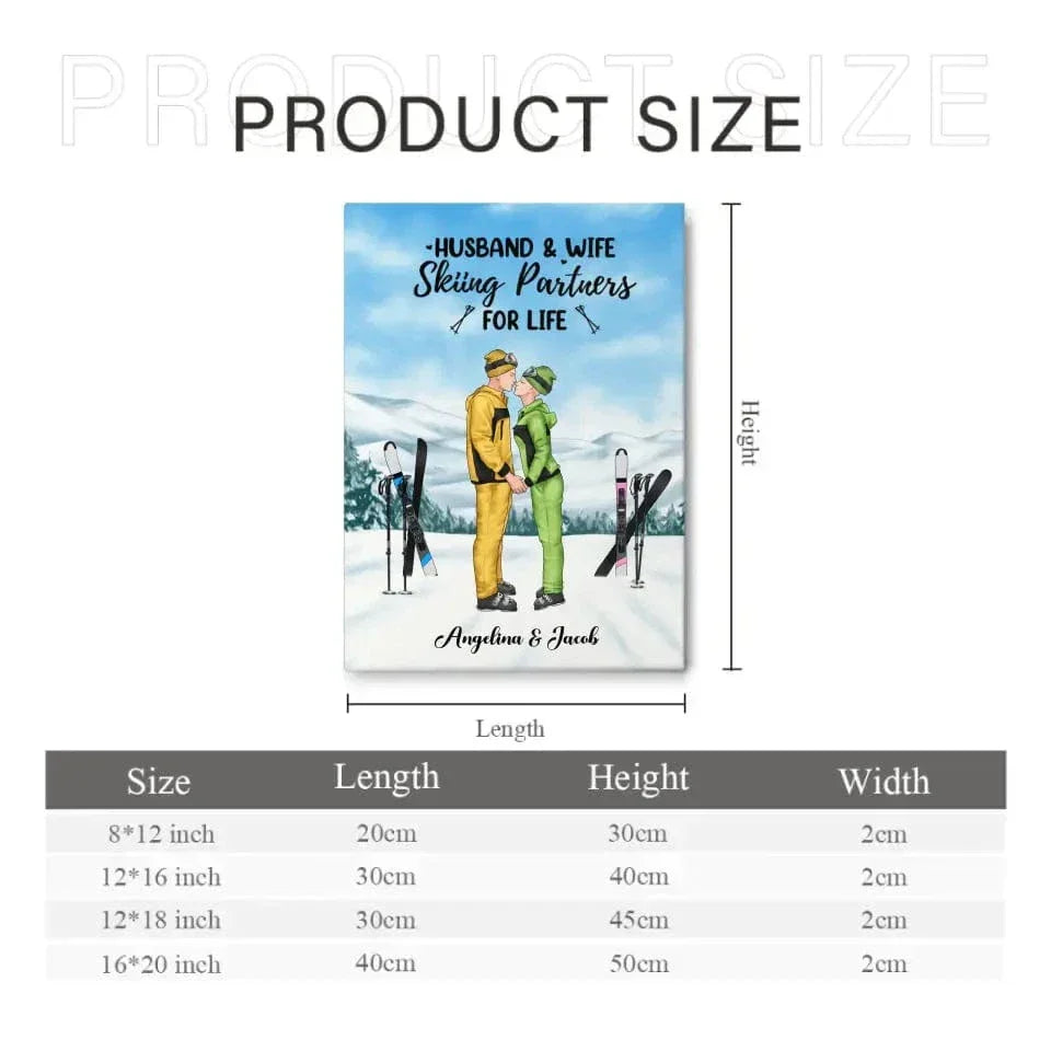 Personalized Skiing Canvas Wall Art for Couples, Skiing Lovers - Skiing Partners for Life - Joliny