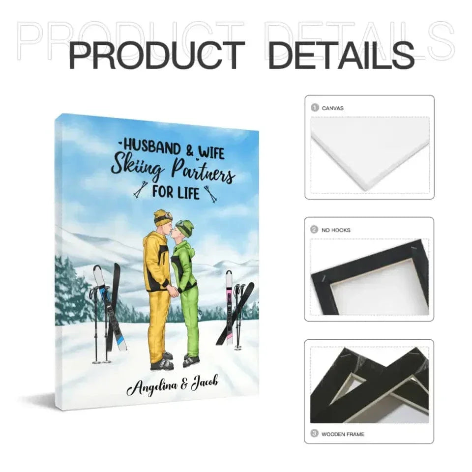 Personalized Skiing Canvas Wall Art for Couples, Skiing Lovers - Skiing Partners for Life - Joliny