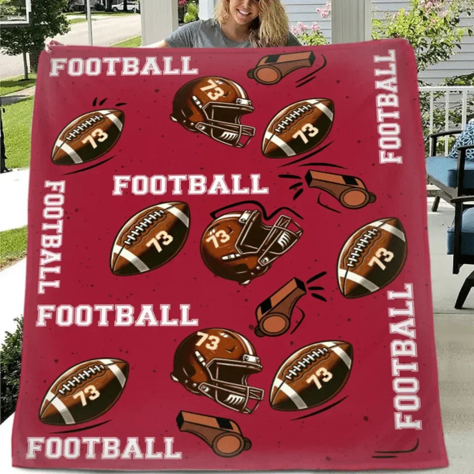 Personalized Soccer Soft Blanket with Name and Number - Birthday Gift for Sports Lovers - Joliny