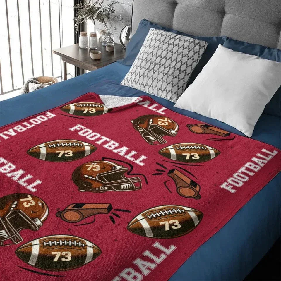 Personalized Soccer Soft Blanket with Name and Number - Birthday Gift for Sports Lovers - Joliny