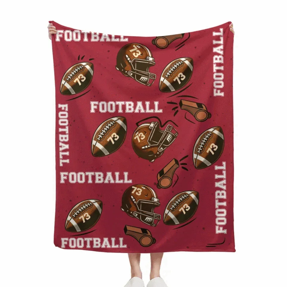 Personalized Soccer Soft Blanket with Name and Number - Birthday Gift for Sports Lovers - Joliny