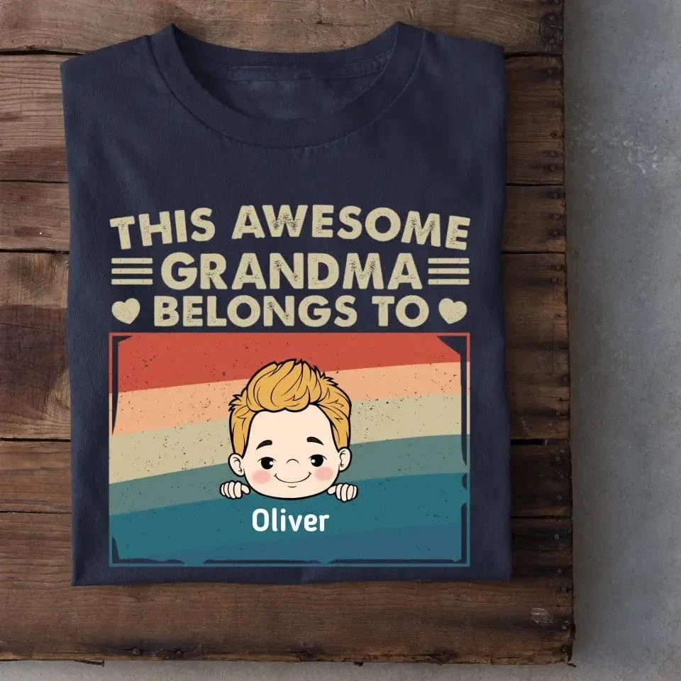 Personalized T Shirt - This Awesome Nana Mommy Daddy Belongs To These Kids - Joliny