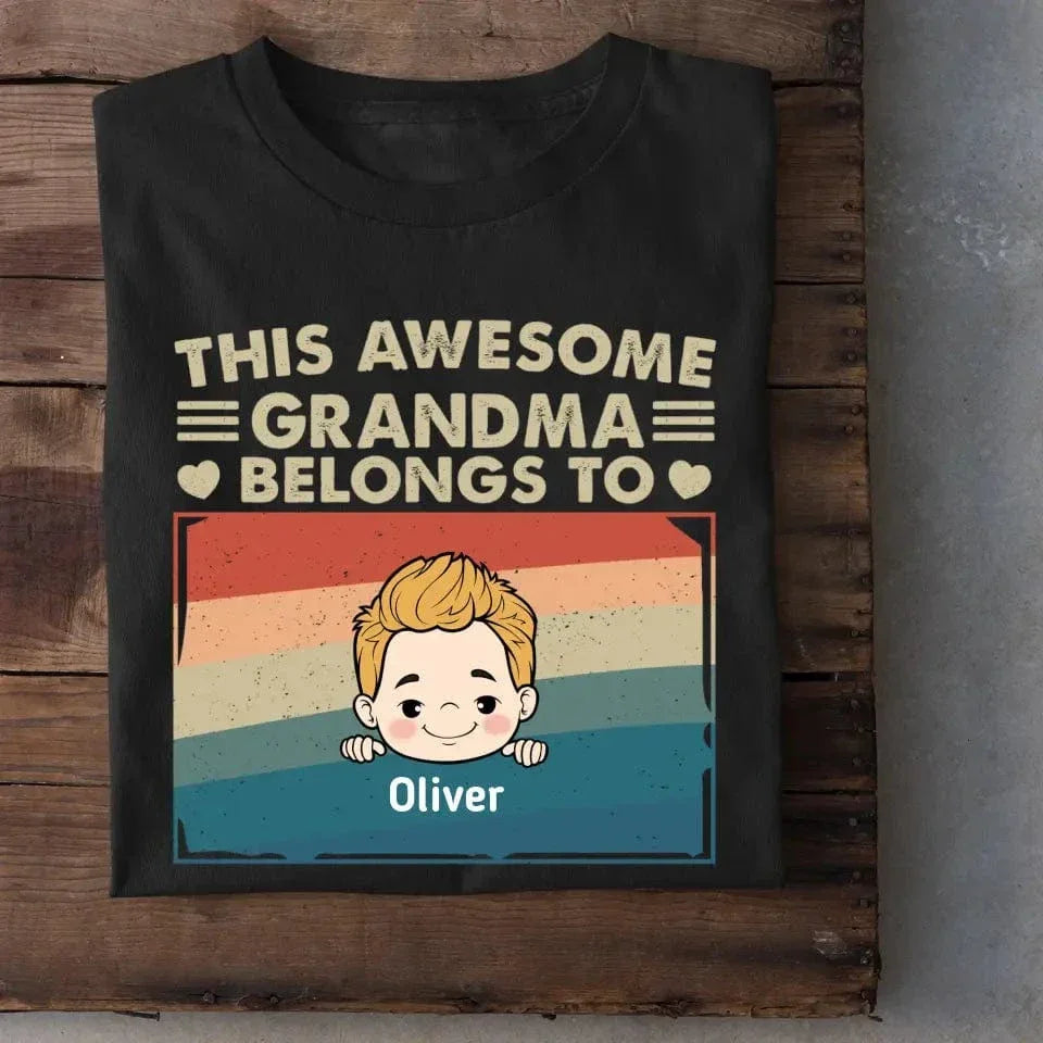 Personalized T Shirt - This Awesome Nana Mommy Daddy Belongs To These Kids - Joliny