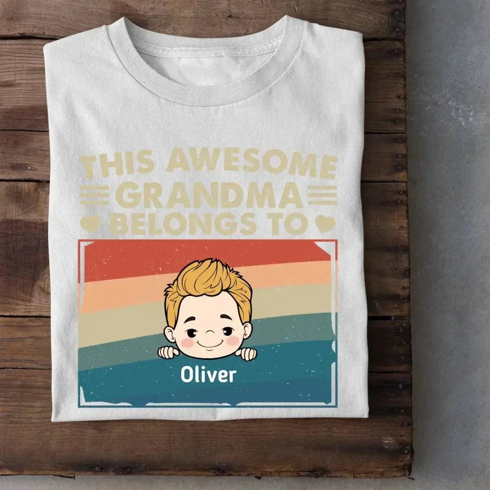 Personalized T Shirt - This Awesome Nana Mommy Daddy Belongs To These Kids - Joliny