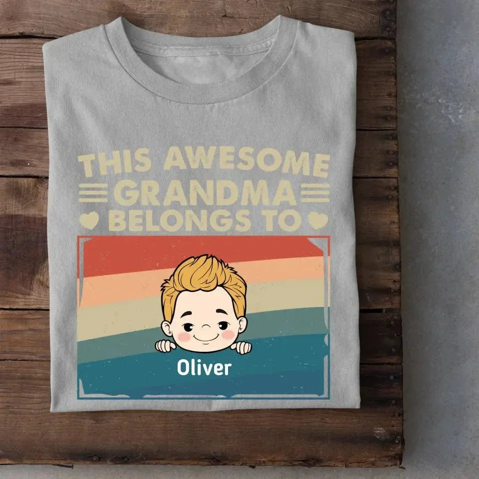 Personalized T Shirt - This Awesome Nana Mommy Daddy Belongs To These Kids - Joliny