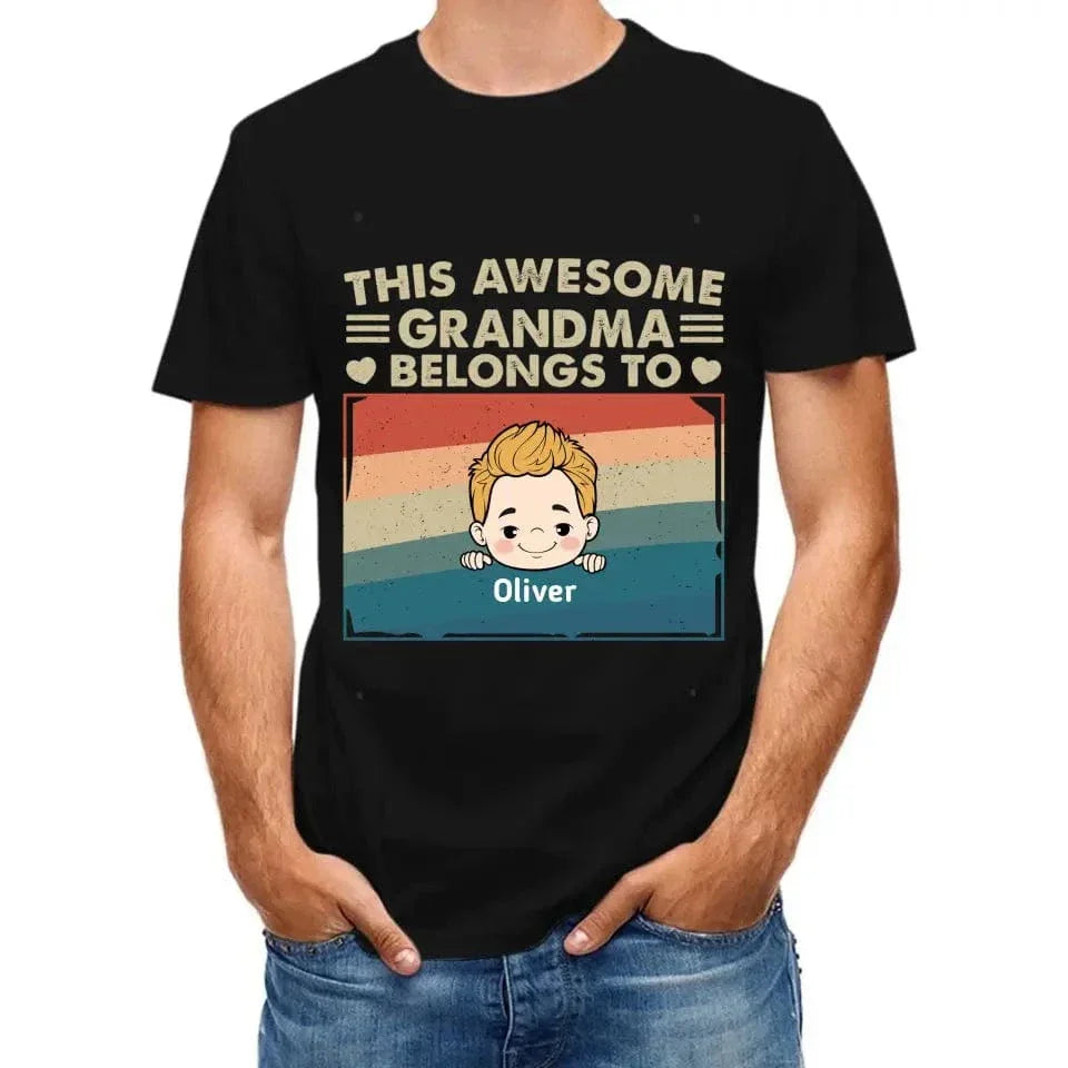 Personalized T Shirt - This Awesome Nana Mommy Daddy Belongs To These Kids - Joliny