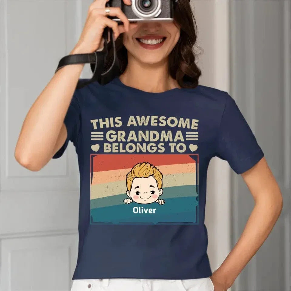 Personalized T Shirt - This Awesome Nana Mommy Daddy Belongs To These Kids - Joliny