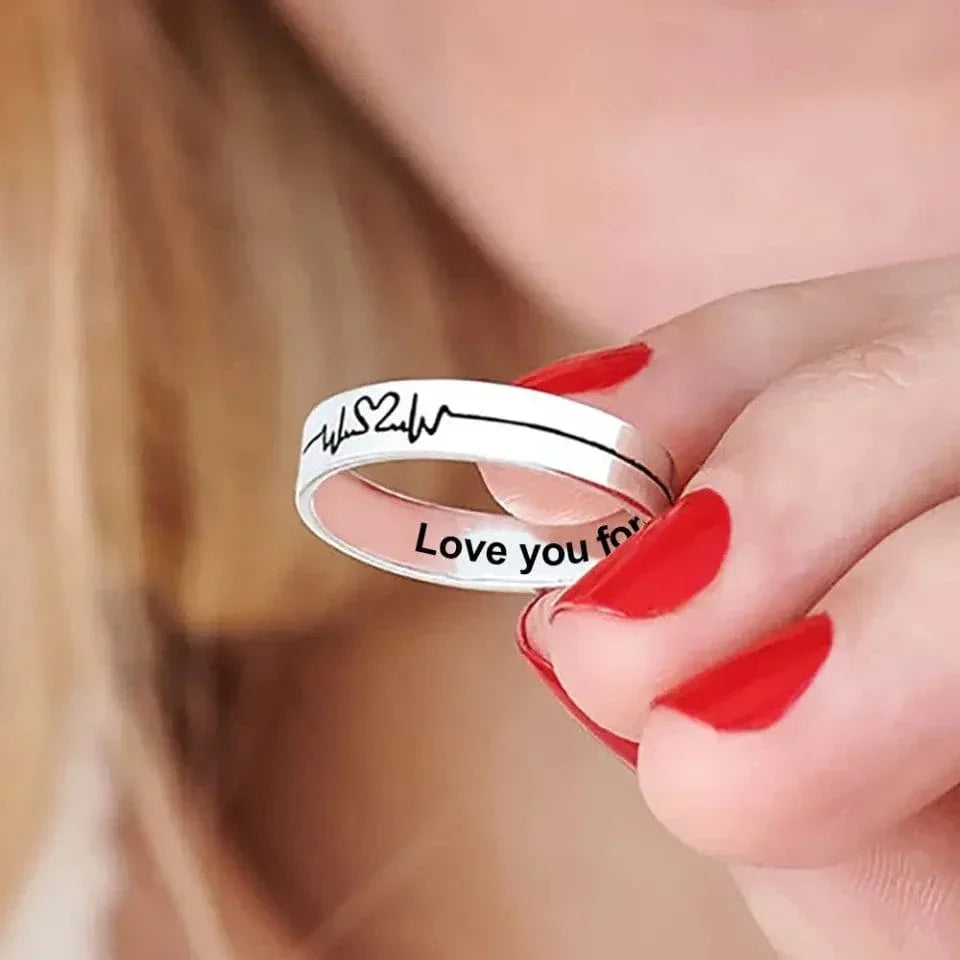 Personalized Text Heartbeat Ring For Couple - Joliny