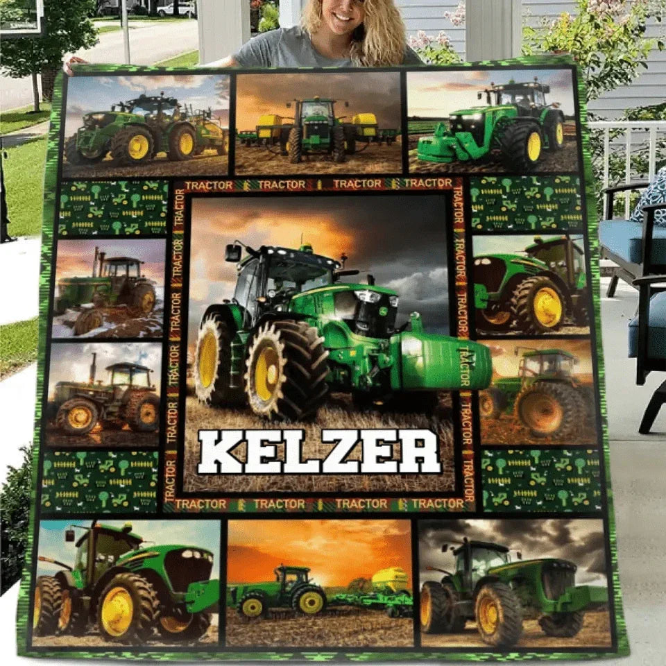Personalized Tractor Name Blanket - Joliny