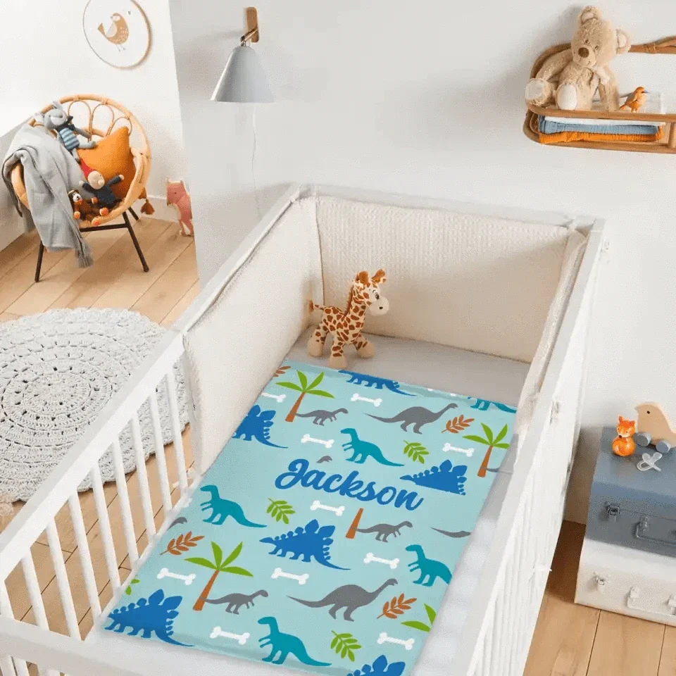 Personalized Watercolor Dinosaur Silhouette Name Blanket - Joliny