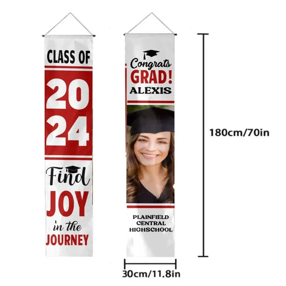 Personalized White Graduation Door Banner - Find Joy In The Journey - Joliny