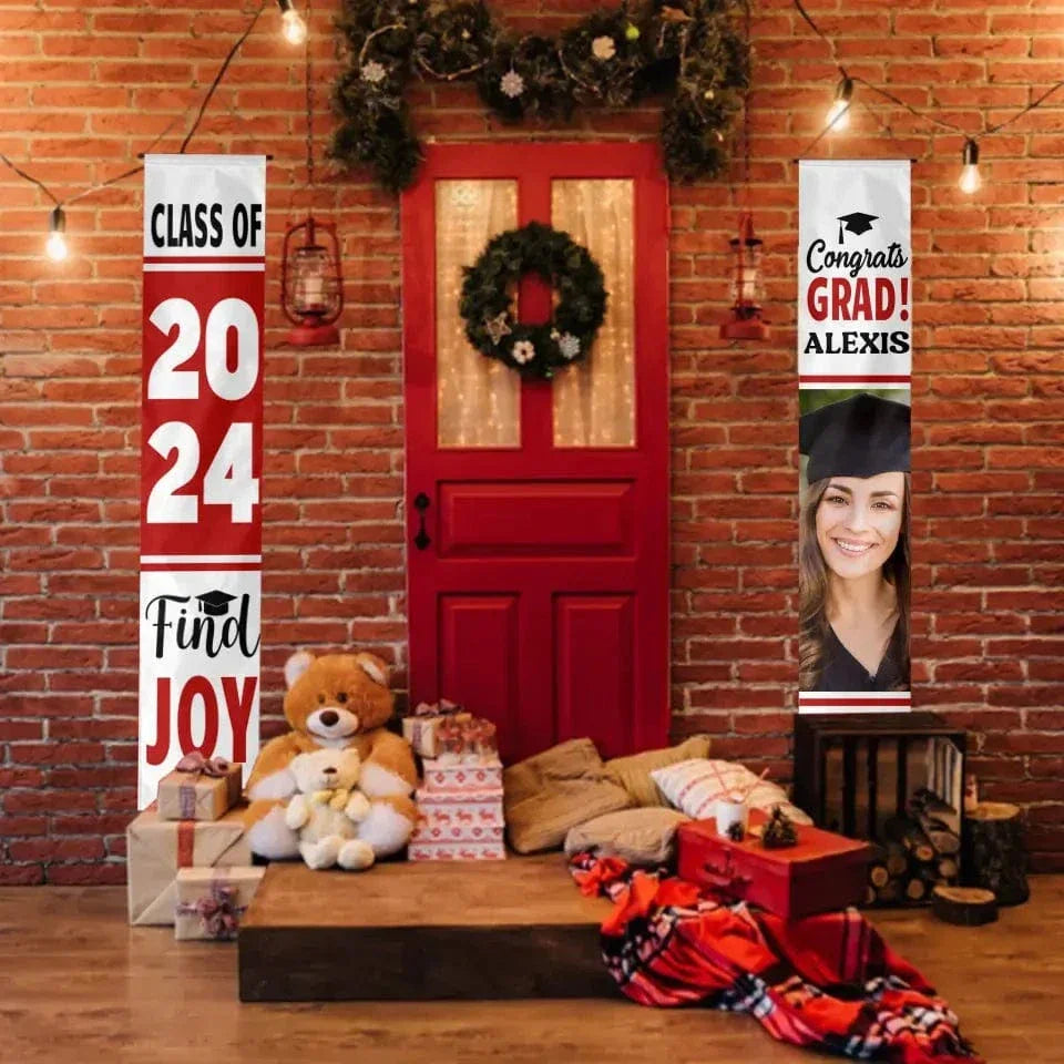 Personalized White Graduation Door Banner - Find Joy In The Journey - Joliny