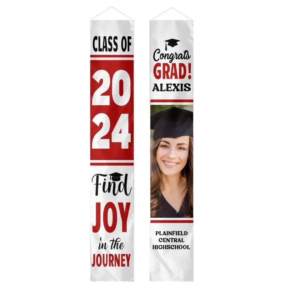 Personalized White Graduation Door Banner - Find Joy In The Journey - Joliny