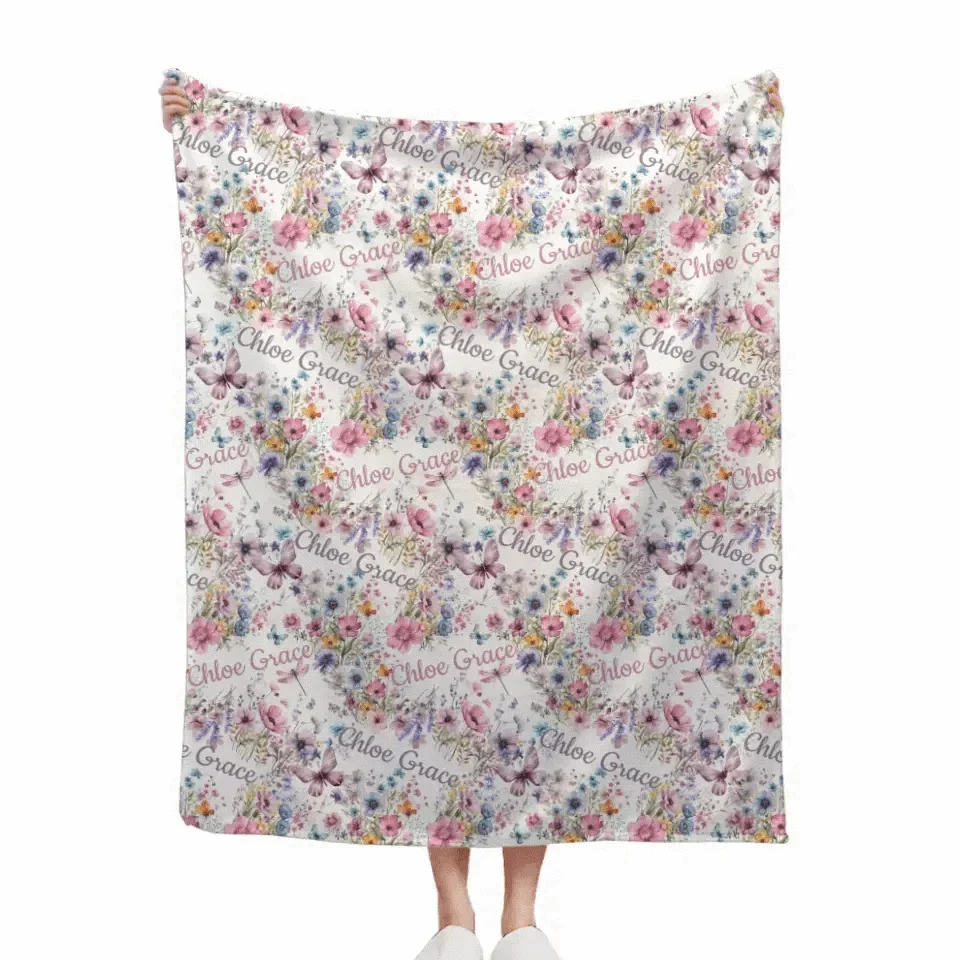 Personalized Wildflower Nursery Baby Blanket - Joliny