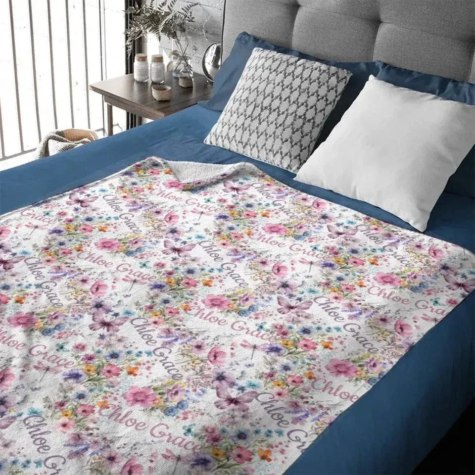 Personalized Wildflower Nursery Baby Blanket - Joliny