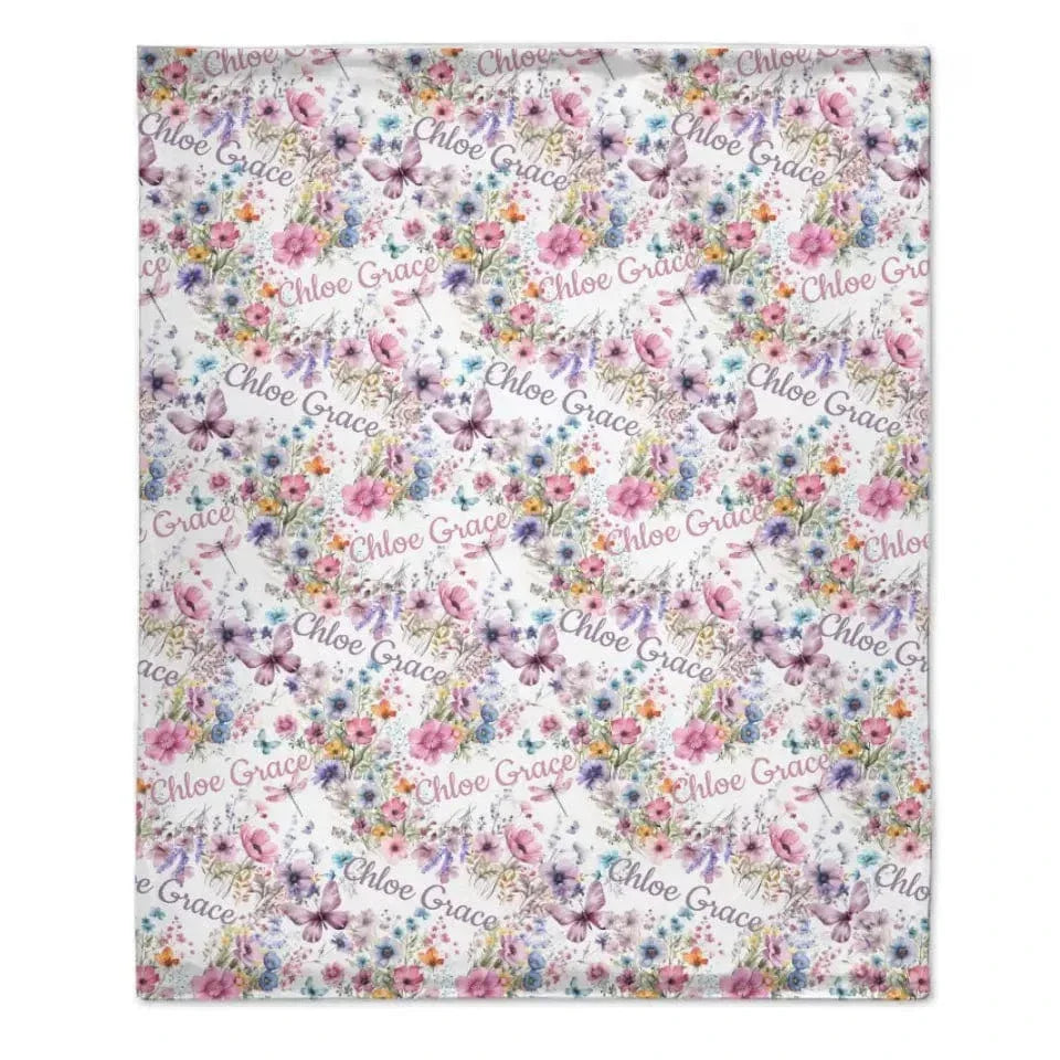 Personalized Wildflower Nursery Baby Blanket - Joliny