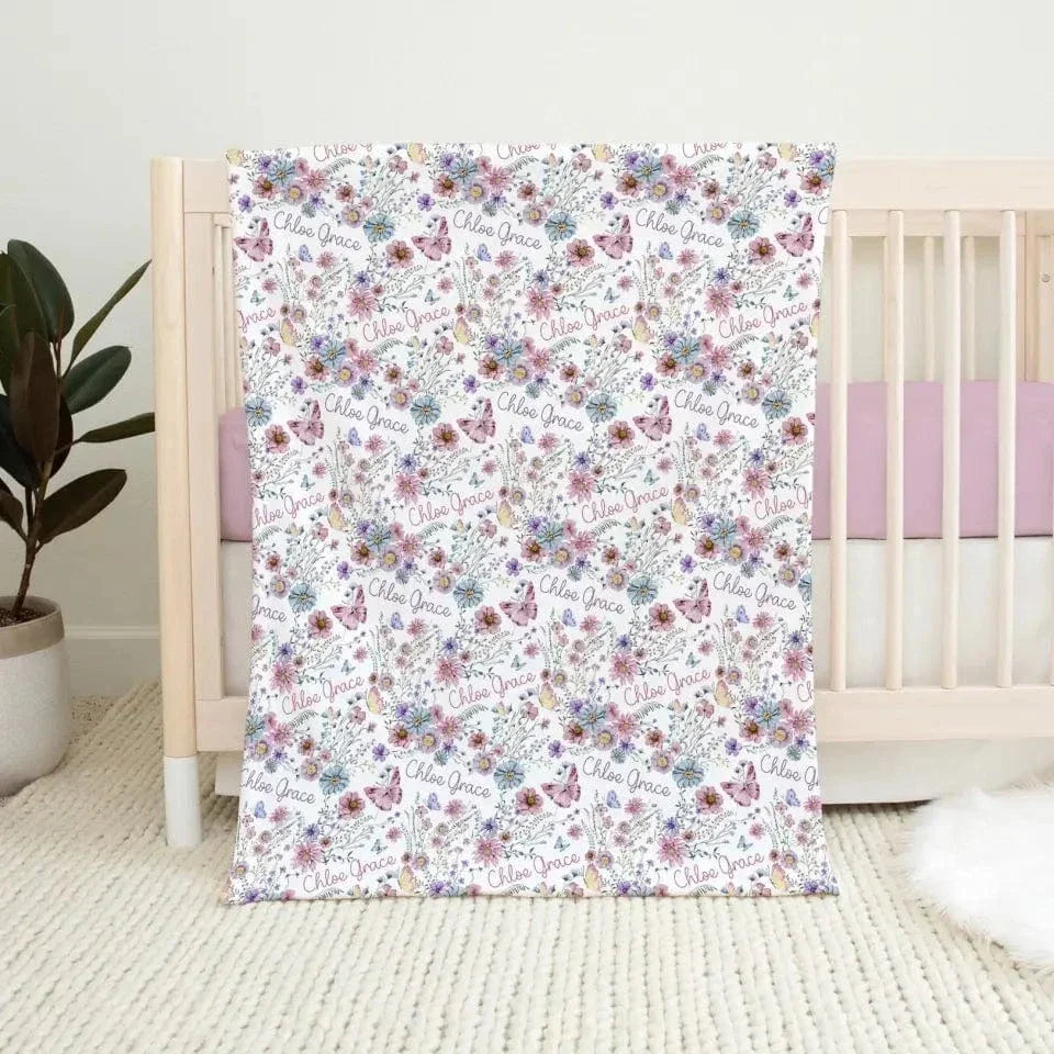 Personalized Wildflower Nursery Baby Blanket - Joliny
