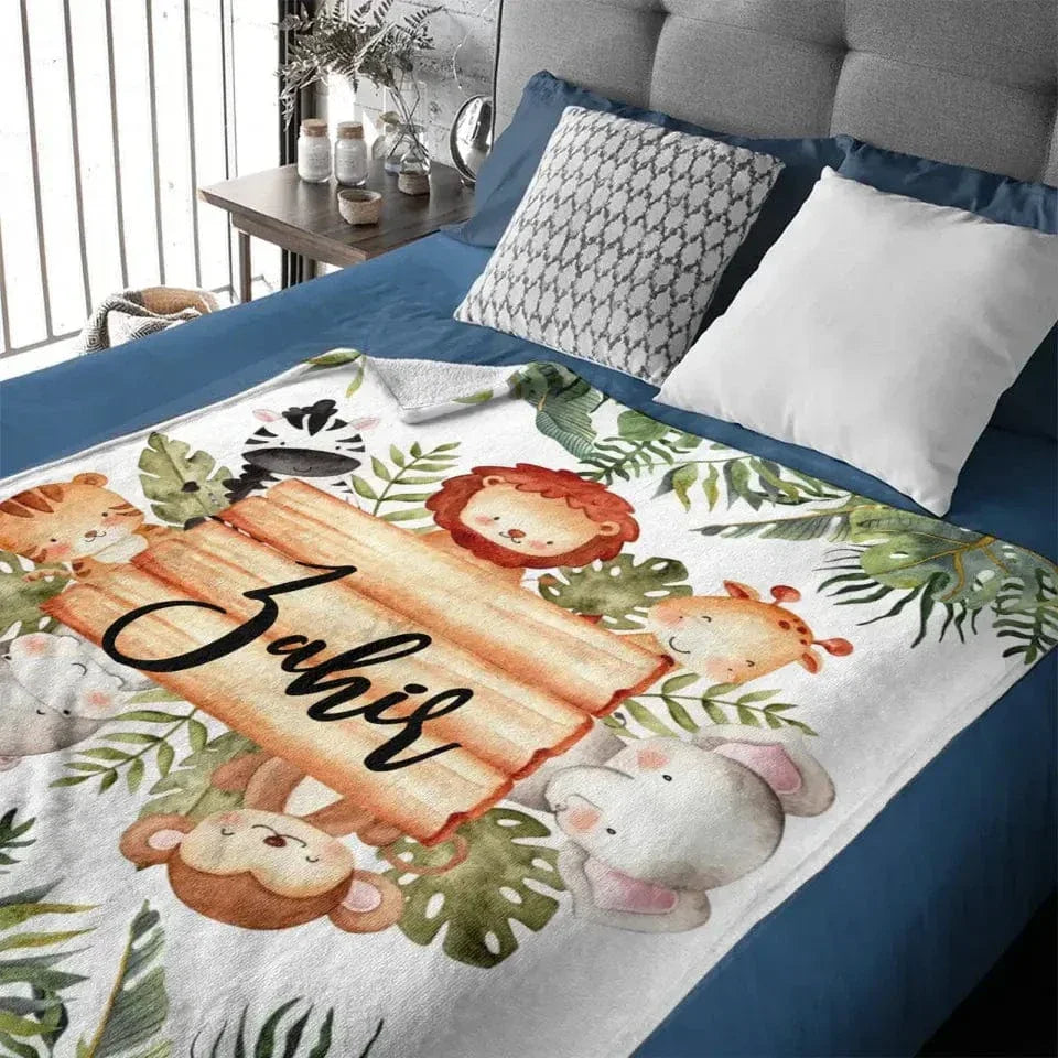 Personalized Woodland Baby Blanket, Customized Name Blanket, Gift for Baby - Joliny
