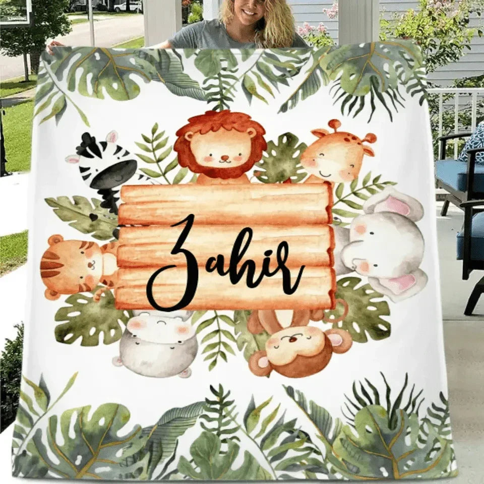 Personalized Woodland Baby Blanket, Customized Name Blanket, Gift for Baby - Joliny