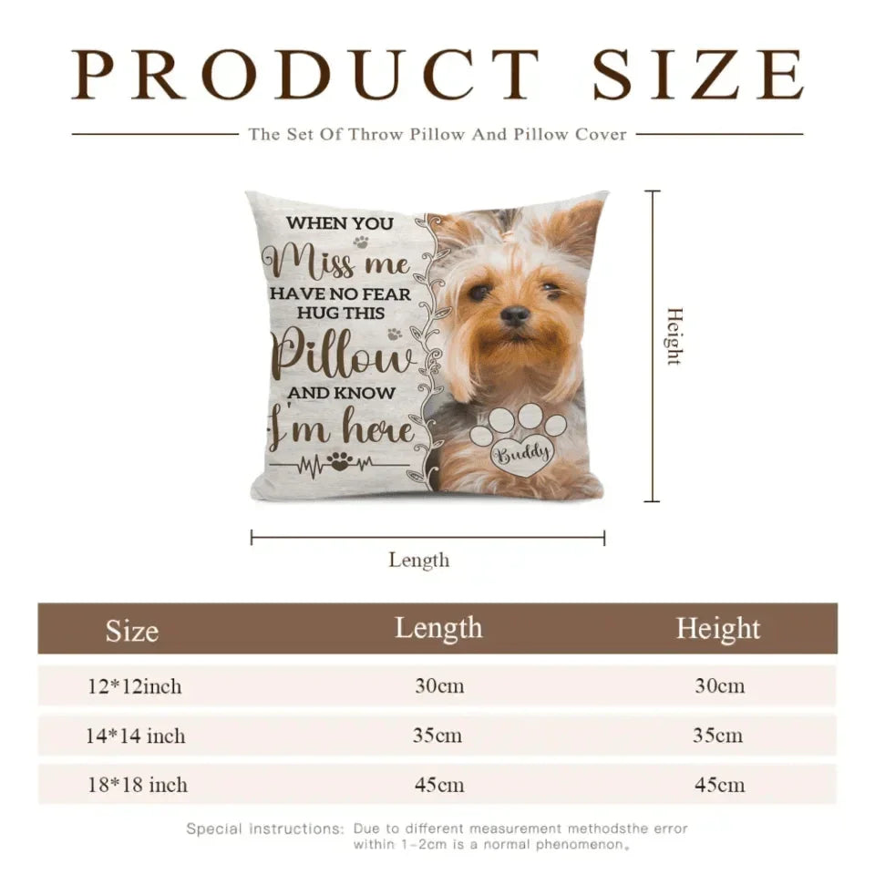 Pet Memorial Customized Pillow - Personalized Pet Photo and Name Memory Cuddle Reversible Pillow - A Gift For Pet lovers,Pet Owners - Joliny