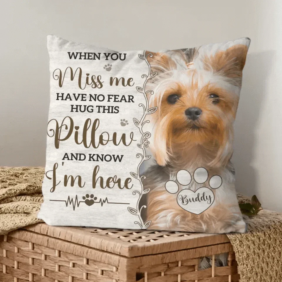Pet Memorial Customized Pillow - Personalized Pet Photo and Name Memory Cuddle Reversible Pillow - A Gift For Pet lovers,Pet Owners - Joliny