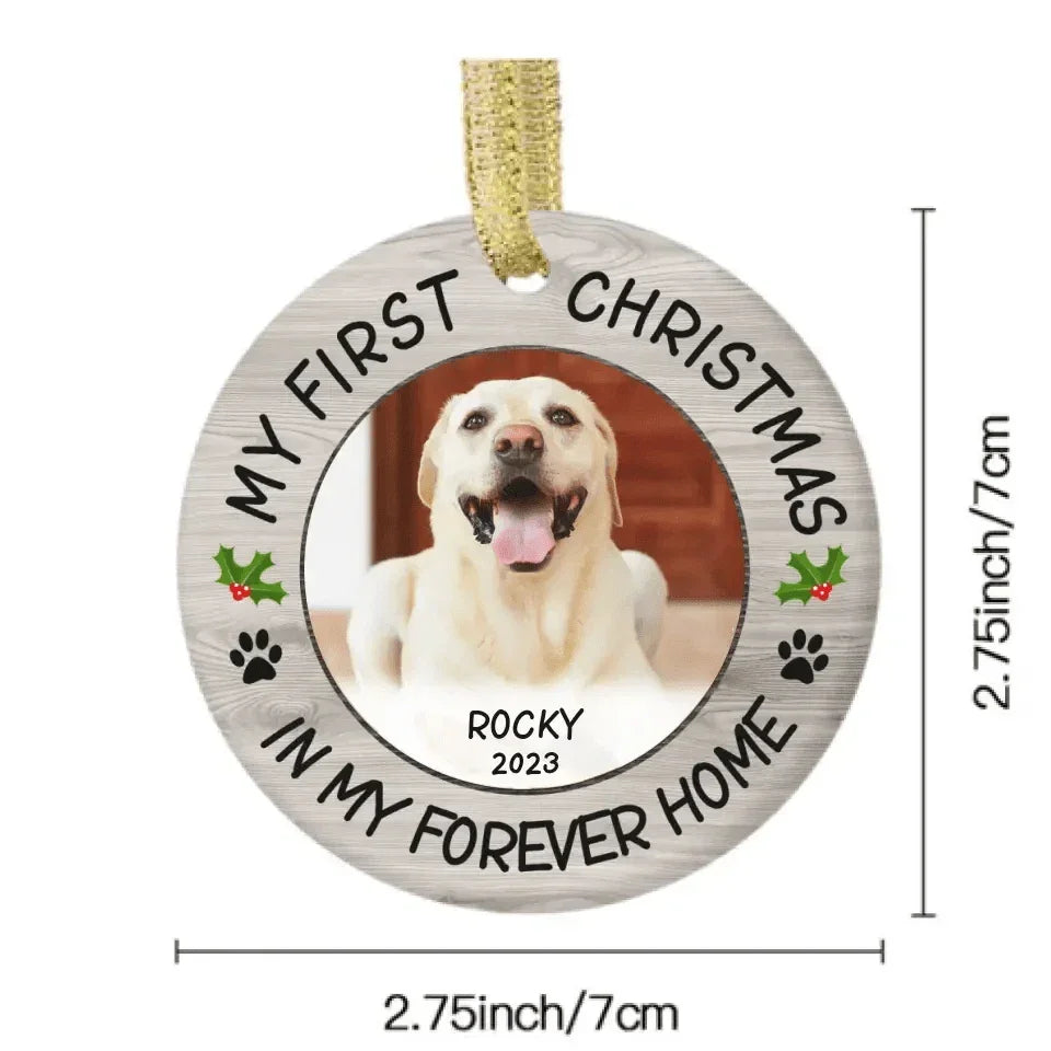 Pet Photo First Christmas - Personalized Ceramic Ornaments For Pet Lovers - Joliny