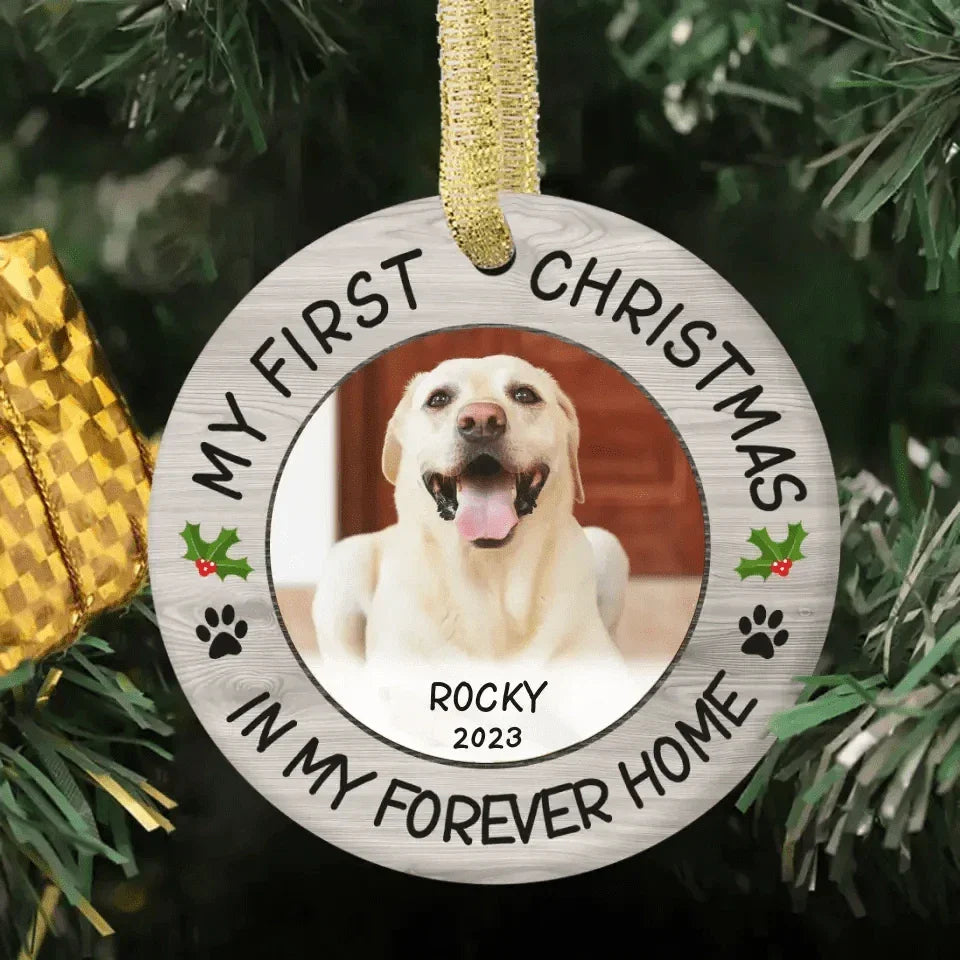 Pet Photo First Christmas - Personalized Ceramic Ornaments For Pet Lovers - Joliny