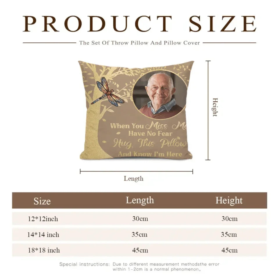 Photo Customized Memorial Pillow - Personalized photo And Bird Print Soft Pillow - A Gift For Friend,Family - Joliny