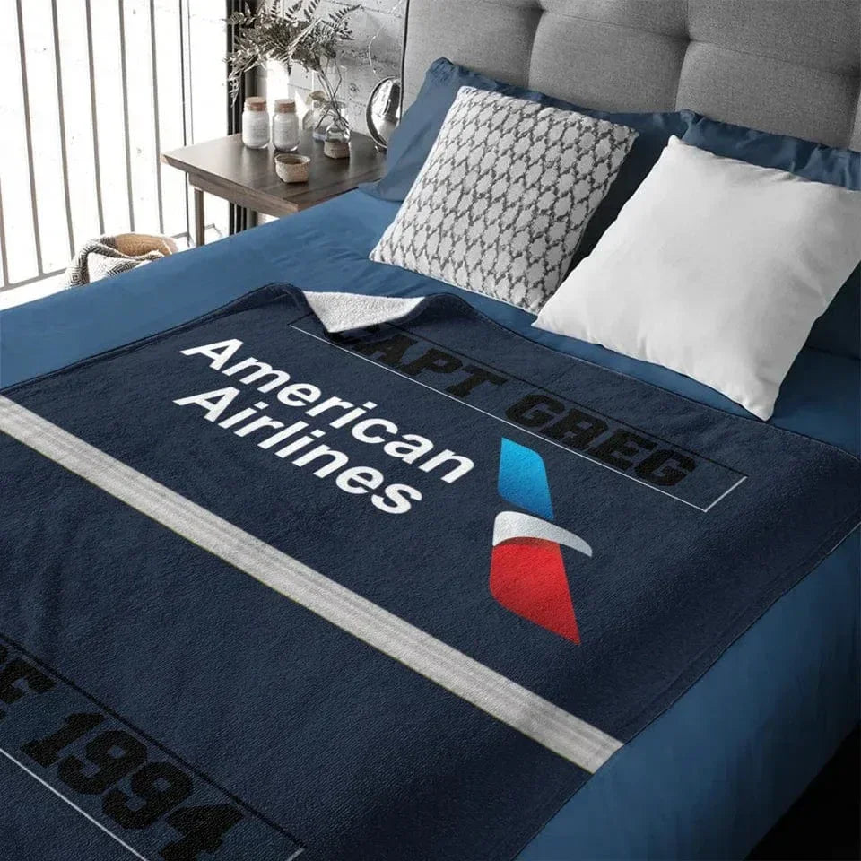 Pilot Blanket, Custom Rating and Airline Logo Blanket - Gifts for Flying Enthusiasts - Joliny