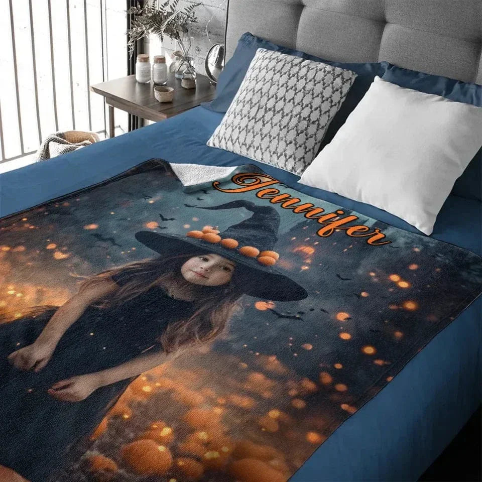 Pumpkin Castle - Personalised Witch Photo Halloween Blanket - Gifts for Children - Joliny